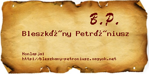Bleszkány Petróniusz névjegykártya